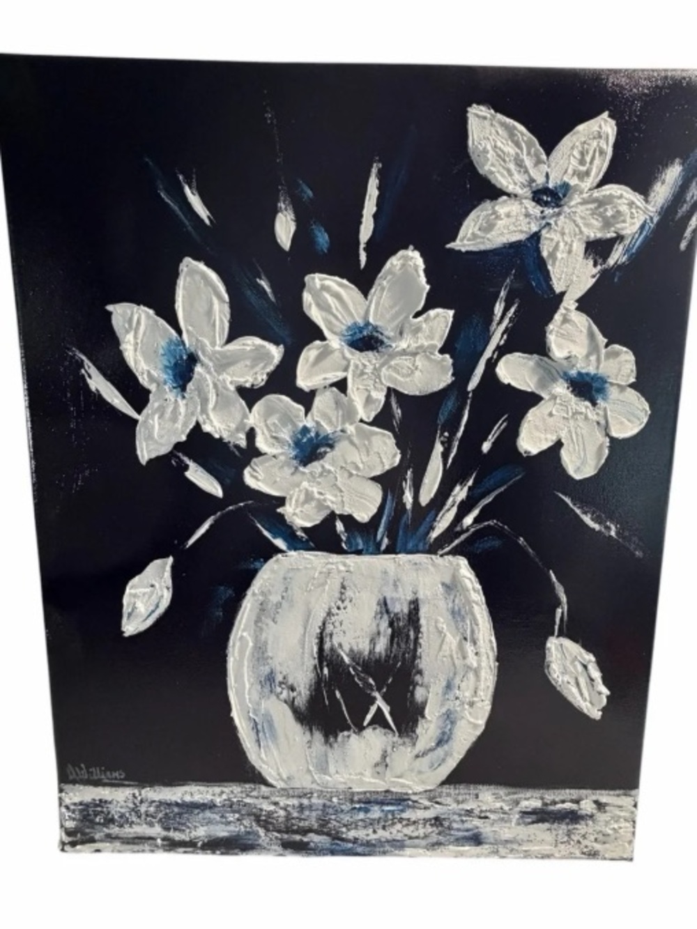Original Artwork Acrylic’s On Canvas Impressionism Style White Blooms 16"x 20"